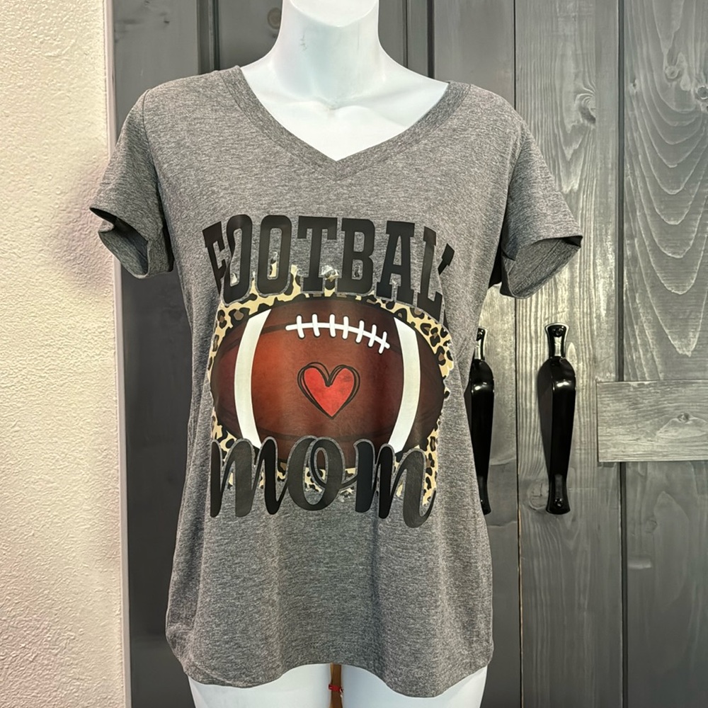 Football mom V neck T shirt NWOT